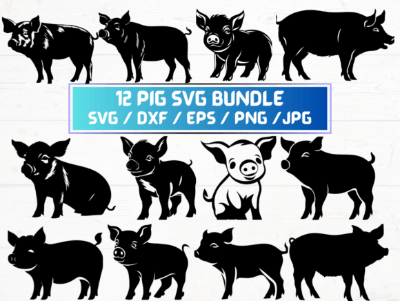 12 Pig SVG, DXF, EPS, JPG, PNG: Strategic Use for Creative and Professional Projects