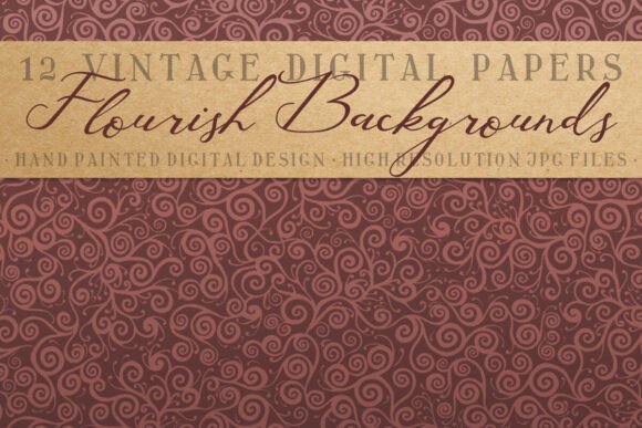 12 Vintage Flourish Luxury Digital Paper: Elevate Your Creative Projects with Timeless Elegance
