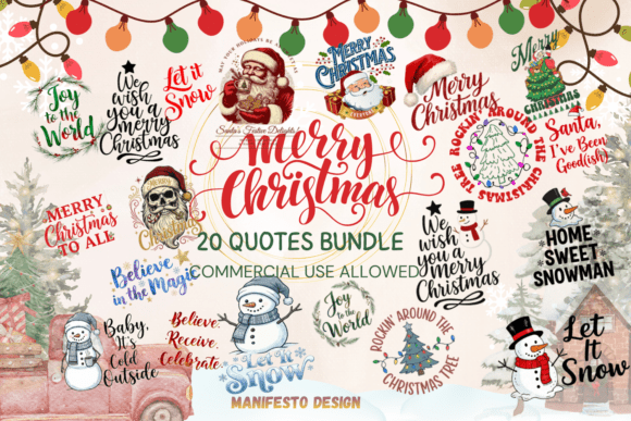 20 Christmas Watercolor Clipart Bundle