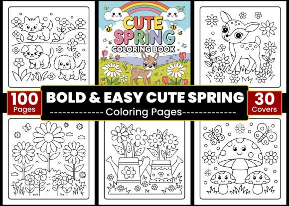 Bold and Easy Cute Spring Coloring Pages