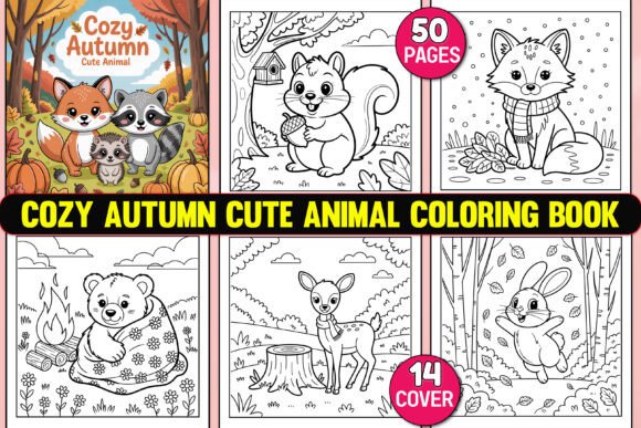Cozy Autumn Cute Animal Coloring Book