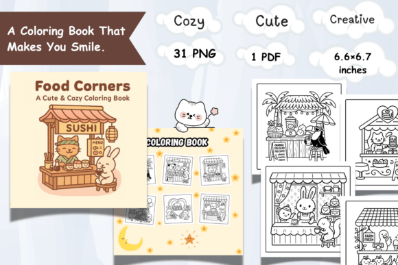 Discover the Joy of Coloring with the Food Corners Coloring Book – 31 PNG Bundle
