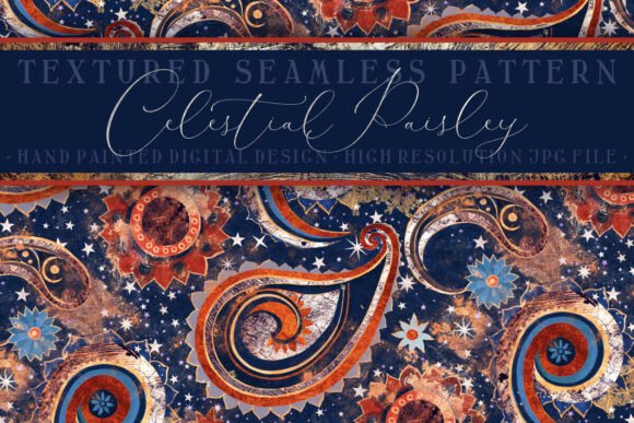 Gold Celestial Paisley Seamless Pattern: A Versatile Design for Creative Projects