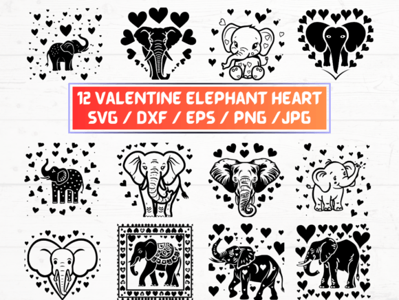 Valentine Elephant Heart SVG, DXF, EPS: A Digital Design Resource